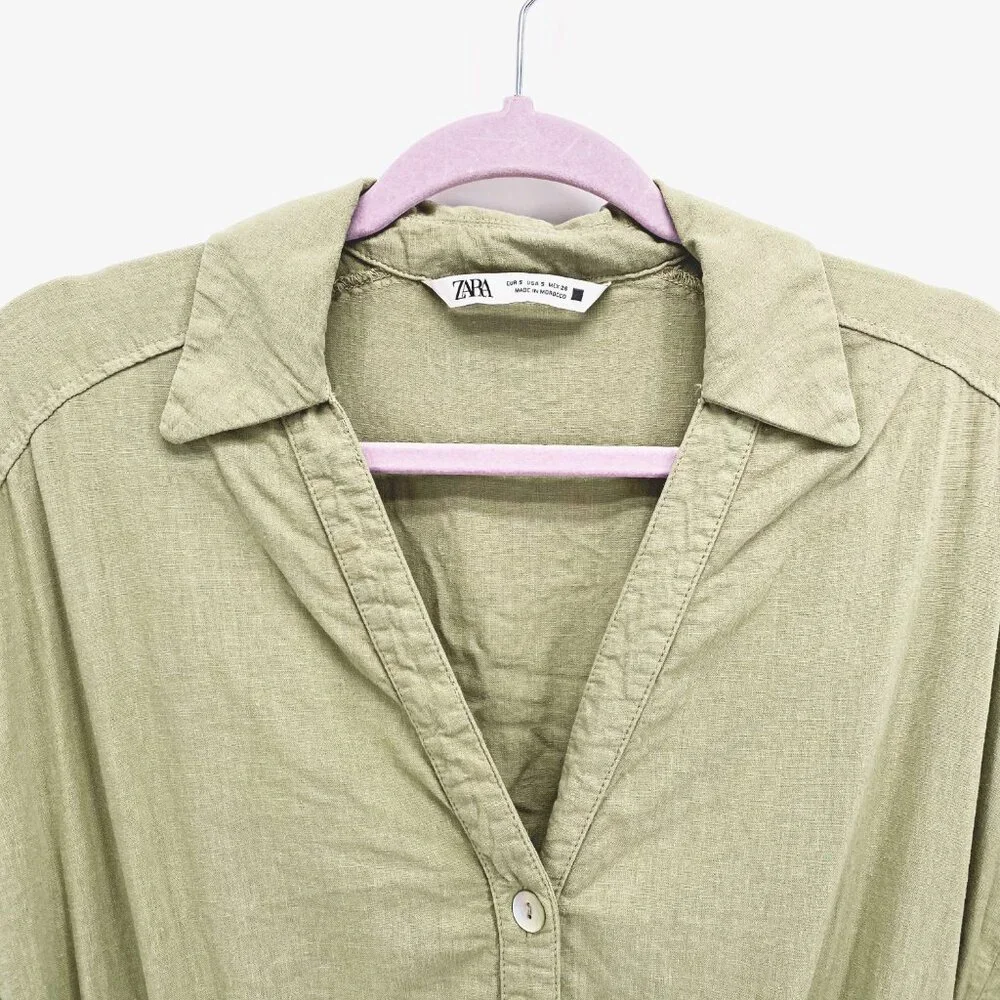 Zara Linen Blend Shirt Style Playsuit